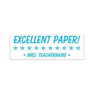 Tampon Auto-encreur "EXCELLENT PAPIER !" + Nom de l'éducateur Timbre e