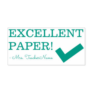 Tampon Auto-encreur "EXCELLENT PAPIER !" + Nom de l'éducateur Timbre e