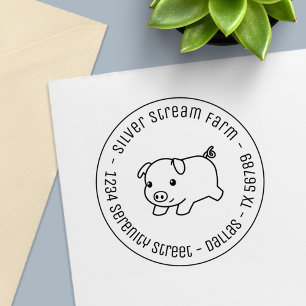 Tampon Auto-encreur Exécuter Piglet Pig Adresse professionnelle 1