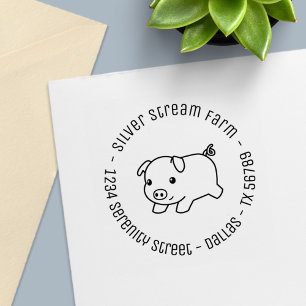 Tampon Auto-encreur Exécuter Piglet Pig Adresse professionnelle 2