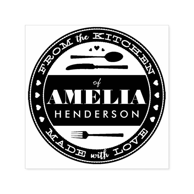 Tampon Auto-encreur Fabriqué avec l'amour nourriture cadeau cachet d'e (Design)