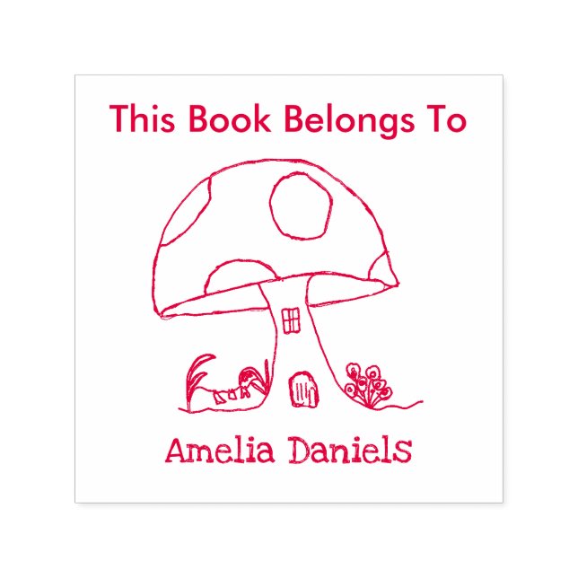 Tampon Auto-encreur Fairy Tale Toadstool House Ce Livre Appartient À (Design)