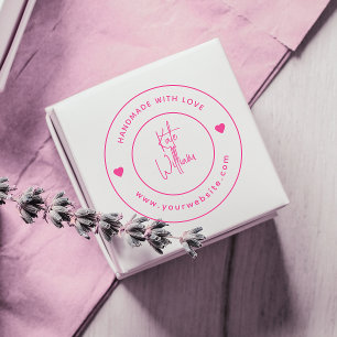 Tampon Auto-encreur Fait main avec amour Site Web Nom personnalisé