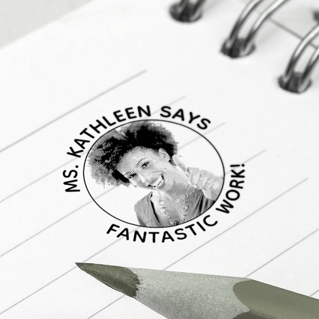 Tampon Auto-encreur Fantastique travail Photo enseignant personnalisé (Fantastic Work Photo Teacher Personalized Self-inking Stamp)