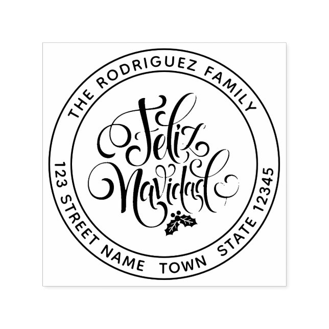 Tampon Auto-encreur Feliz Navidad Adresse circulaire (Design)
