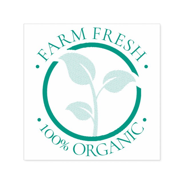 Tampon Auto-encreur Ferme Frais 100% Aliments biologiques (Design)