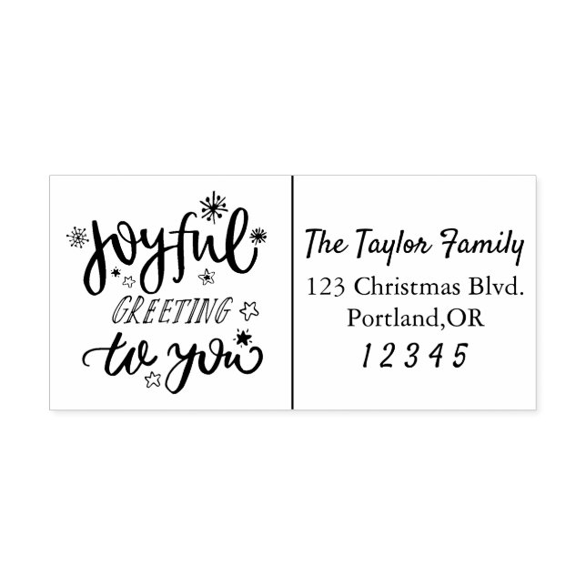 Tampon Auto-encreur Festiful Greeting Calligraphy Adresse de retour (Design)