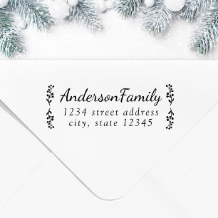 Tampon Auto-encreur Festive Berry Branches Nom de famille Adresse de r