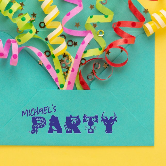 Tampon Auto-encreur Fête Personnalisée Invitation Animal Timbre en cao (Créateur téléchargé)