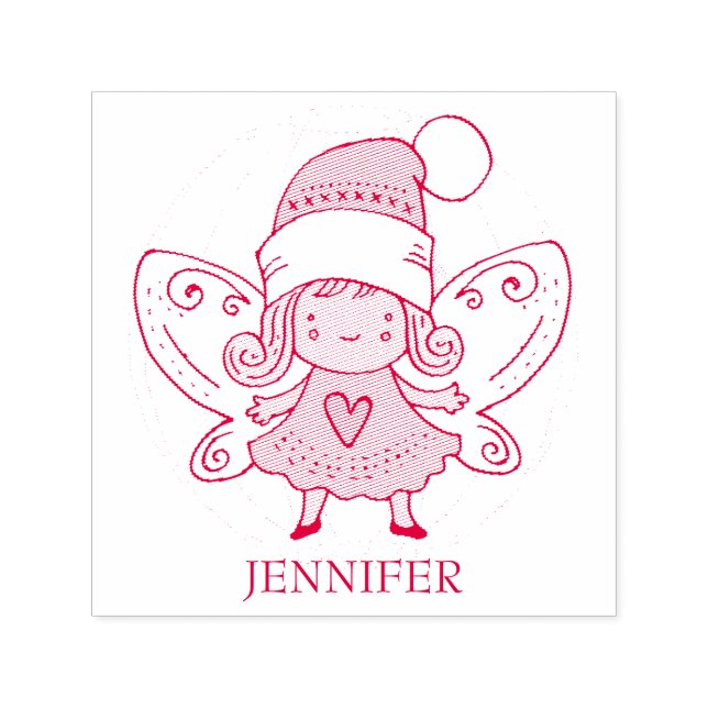Tampon Auto-encreur Fille avec ailes (Design)