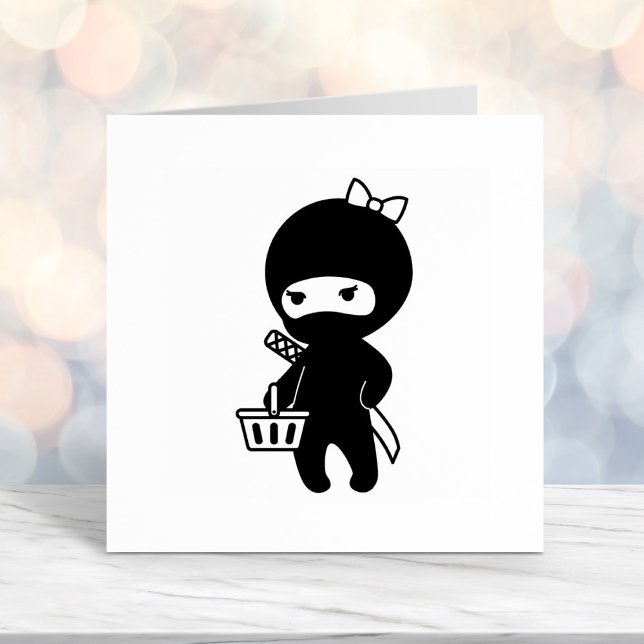 Tampon Auto-encreur Fille Ninja Shopping (Créateur téléchargé)