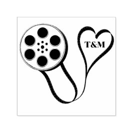 Tampon Auto-encreur Film Reel Love Heart Mariage personnalisé