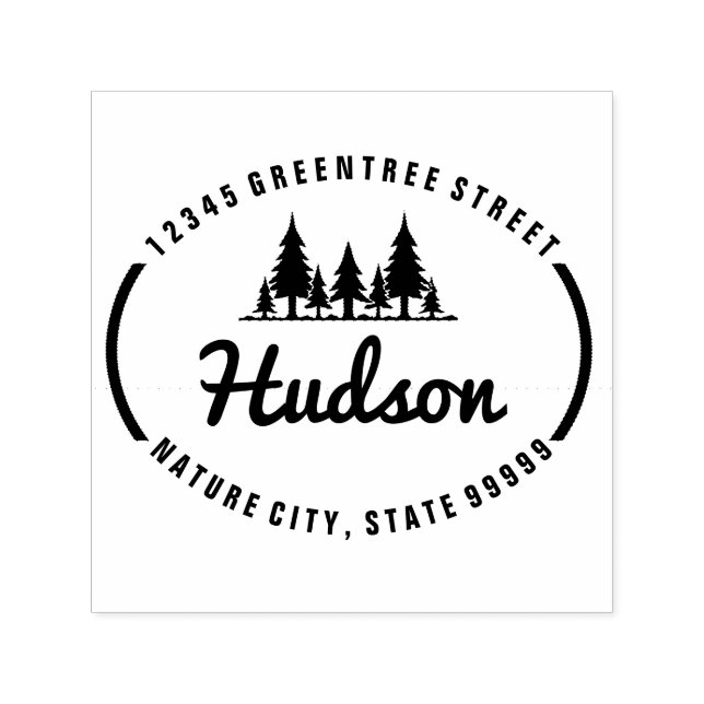 Tampon Auto-encreur Fir Trees Oval Design ID304 (Design)