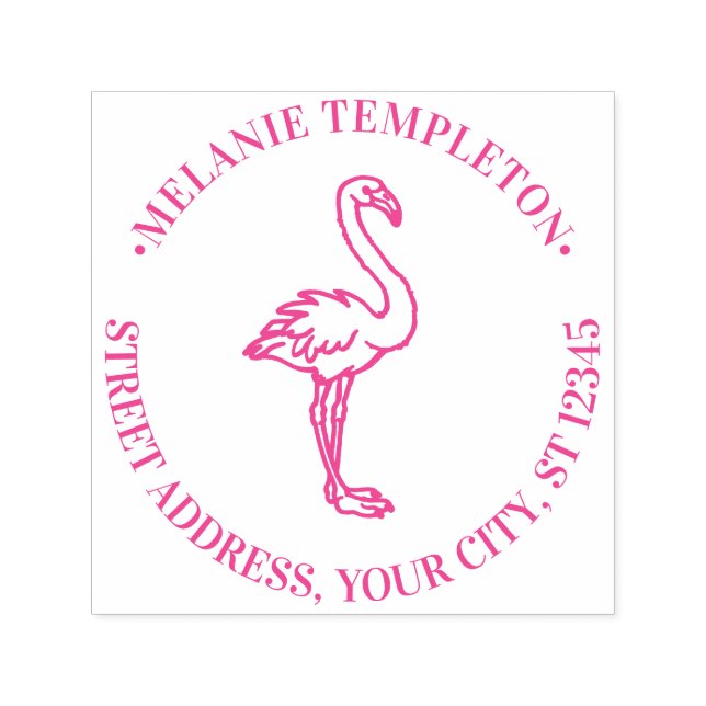 Tampon Auto-encreur Flamant rose Nom à commandes Adresse de retour (Design)