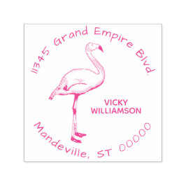 Tampon Auto-encreur Flamant rose tropical mignon Oiseau moderne Adress
