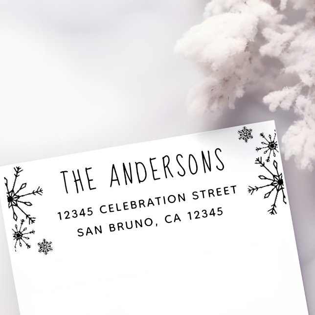 Tampon Auto-encreur Flèches bleues | Adresse de retour de Noël de fami (Créateur téléchargé)