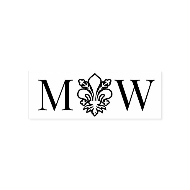Tampon Auto-encreur Fleur de Lis #11 Couple Mariage 2 Monogramme initi (Design)