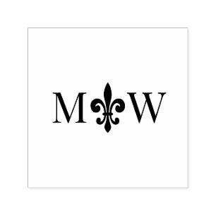Tampon Auto-encreur Fleur de Lis #20 Couple Mariage 2 Initial Monogram