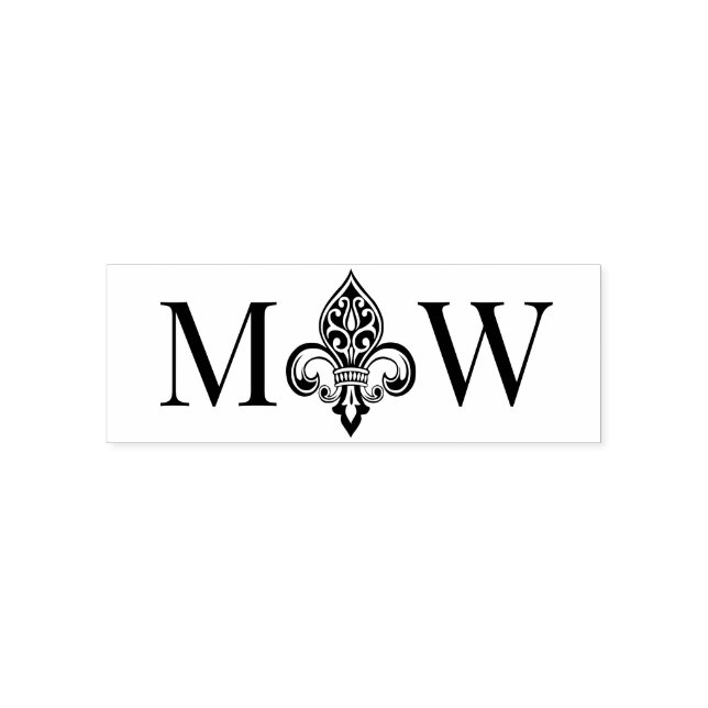 Tampon Auto-encreur Fleur de Lis #26 Couple Mariage 2 Monogramme initi (Design)