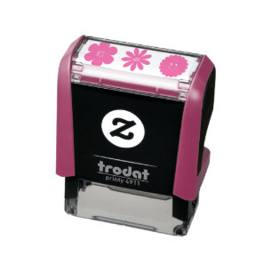 Tampon Auto-encreur fleurs colorées visage souriant