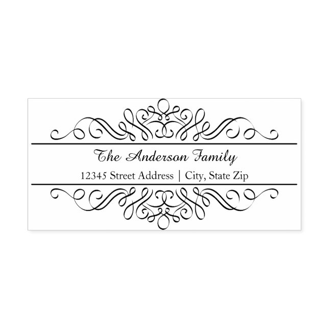 Tampon Auto-encreur Floral Flourish - Adresse auto-encre timbre (Design)