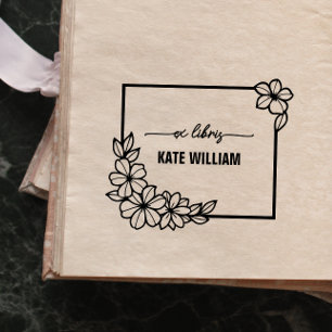 Tampon Auto-encreur Floral Wreath Custom ex libris