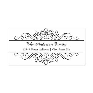 Tampon Auto-encreur Flourish floral - individu d'adresse encrant le