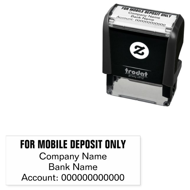 Tampon Auto-encreur For Mobile Deposit Only Company Bank Name Account (En situation)