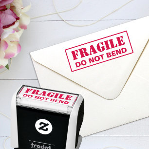 Tampon Auto-encreur Fragile ne plie pas le texte encadré personnalisé