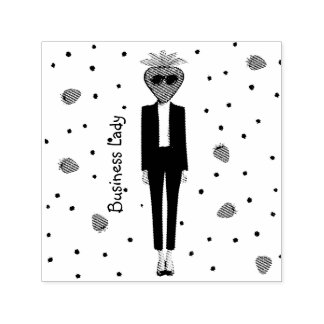 Tampon Auto-encreur Fraise en costume - Mode chic de bureau - Illustra