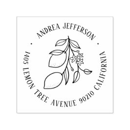 Tampon Auto-encreur Fruit citron et fleur Nom personnalisé Adresse de 