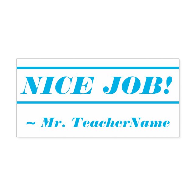 Tampon Auto-encreur Fun "JOB NICE !" + Nom de l'enseignant Timbre en c (Design)