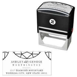 Tampon Auto-encreur Gem diamant rond Géométrique Monogramme Chic Maria