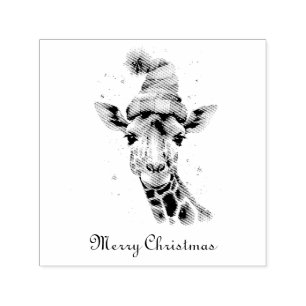 Tampon Auto-encreur Giraffe de Noël, personnalisable