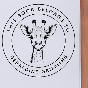 Tampon Auto-encreur Giraffe Personnalisée Ce livre appartient au nom d