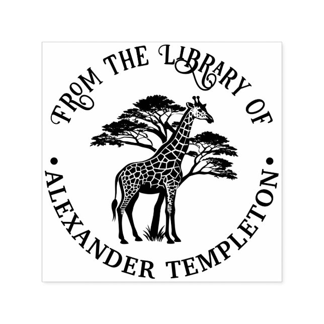 Tampon Auto-encreur Giraffe tachetée par bibliothèque d'arbres Nom du  (Design)