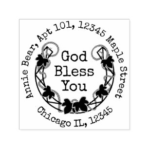 Tampon Auto-encreur God Bless You Ivy Laurel with Return Adresse