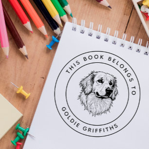 Tampon Auto-encreur Golden Retriever Ce livre appartient au nom de l'e