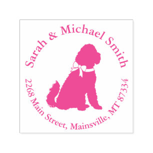 Tampon Auto-encreur Goldendoodle Baby shower rose
