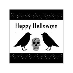 Tampon Auto-encreur Gothique crâne et gardien Ravens Halloween Custom