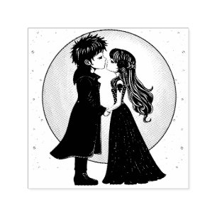 Tampon Auto-encreur Gothique Emo Enfants Kiss Valentine's Day