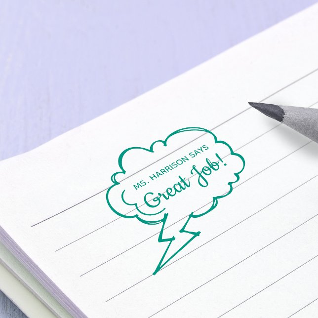 Tampon Auto-encreur Grand emploi Mots d'encouragement Enseignants Nom (Great Job Words of Encouragement Teachers Name Self-inking Stamp)