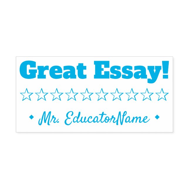 Tampon Auto-encreur "Great Essay!" + Nom de l'enseignant personnalisé  (Design)