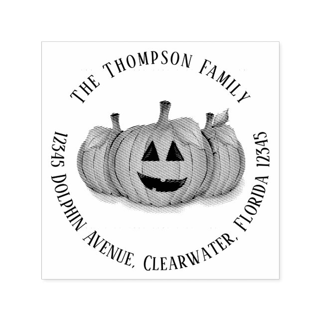 Tampon Auto-encreur Halloween simple Citrouille Whimsical mou (Design)