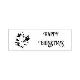 Tampon Auto-encreur Happy Christmas Floral Rubber Stamp