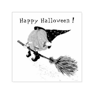 Tampon Auto-encreur Happy Halloween sorcière Citrouille Volant Chambre