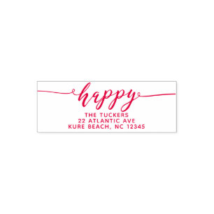Tampon Auto-encreur HAPPY Script Happy Holidays Return Adresse
