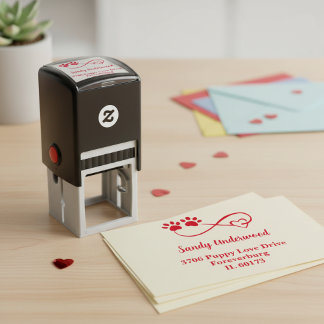 Tampon Auto-encreur Heart & Paws Pre-Inked Return Address Stamp