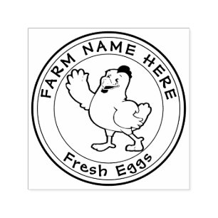 Tampon Auto-encreur Hen Lays Personalisé Oeufs Fresque Family Farm