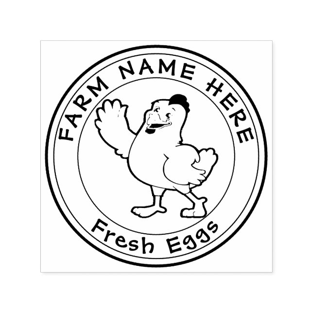 Tampon Auto-encreur Hen Lays Personalisé Oeufs Fresque Family Farm (Design)